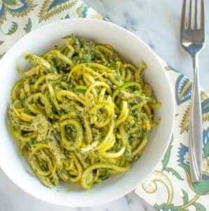 Radish Greens Basil Pesto Noodles | Healthy Nibbles and Bits