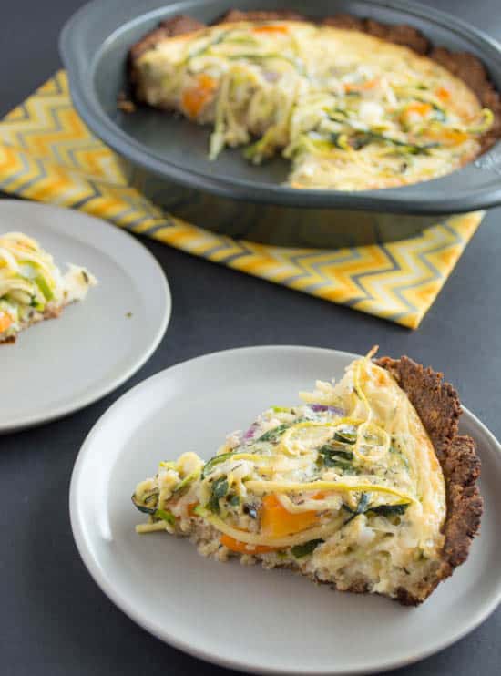 Zucchini Noodle Quiche with Almond-Flax Crust