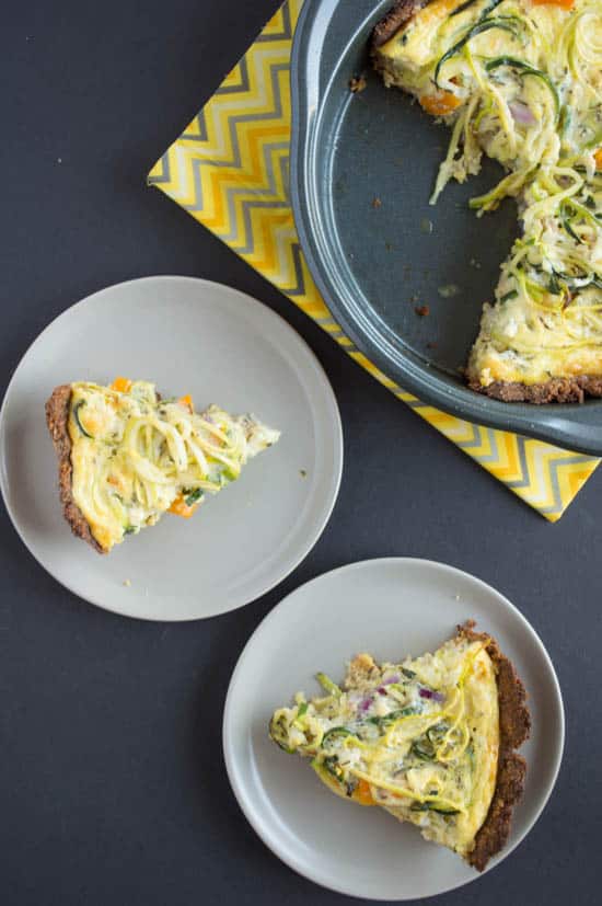 Zucchini Noodle Quiche with Almond-Flax Crust