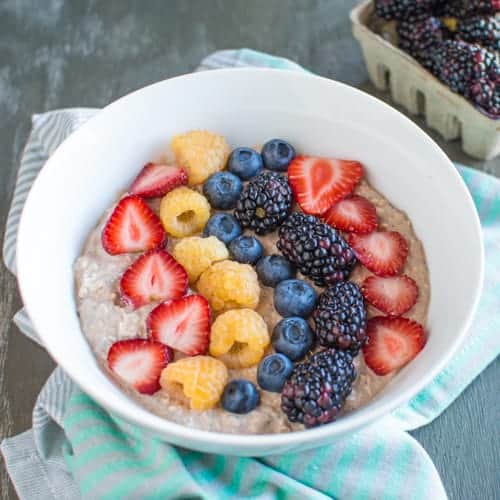 Chocolate Overnight Oats with Berries | Healthy Nibbles by Lisa Lin