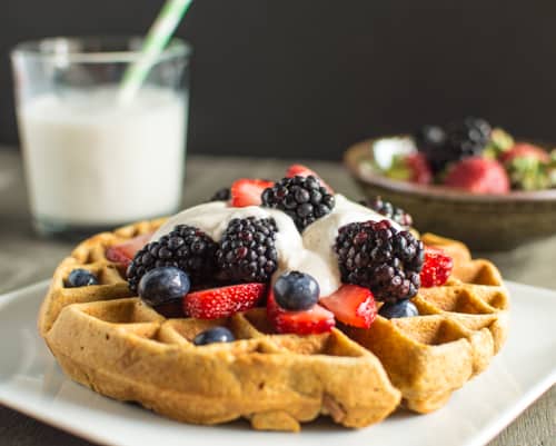 Ginger Oatmeal Waffles with Yogurt Cream