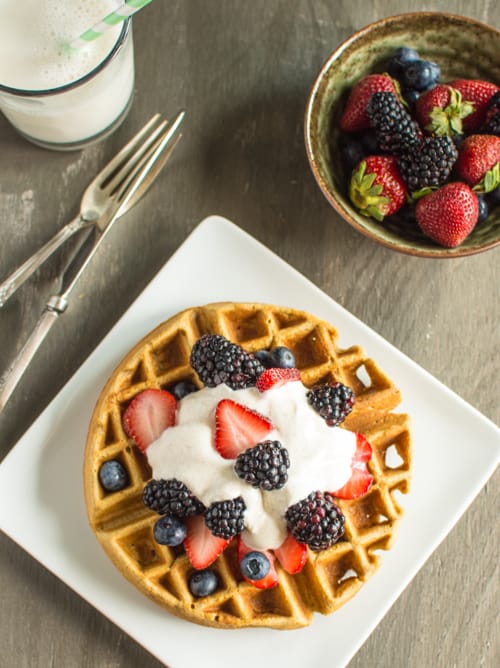 Ginger Oatmeal Waffles with Yogurt Cream