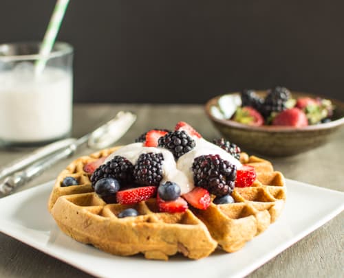 Ginger Oatmeal Waffles with Yogurt Cream