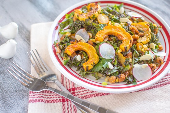 Miso Curry Kale & Delicata Salad | Healthy Nibbles and Bits