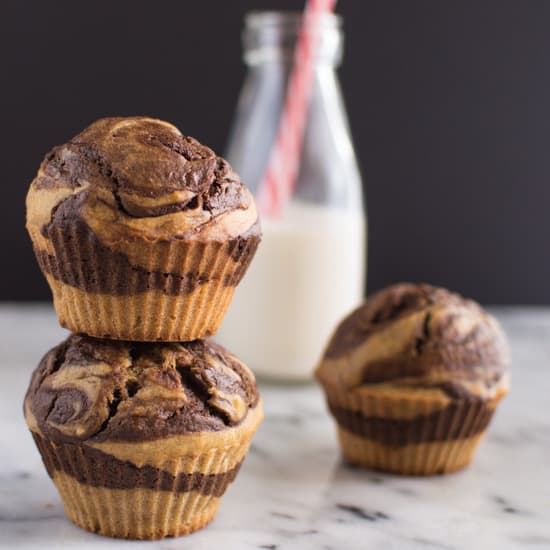 Banana Marble Muffins | healthynibblesandbits.com