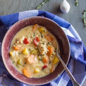 Creamy Chicken Rice Soup | healthynibblesandbits.com
