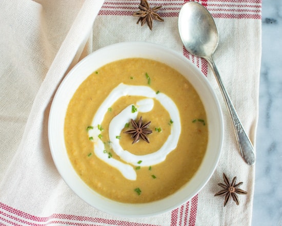 Acorn Squash Soup with Star Anise | healthynibblesandbits.com