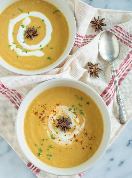 Acorn Squash Soup with Star Anise | healthynibblesandbits.com