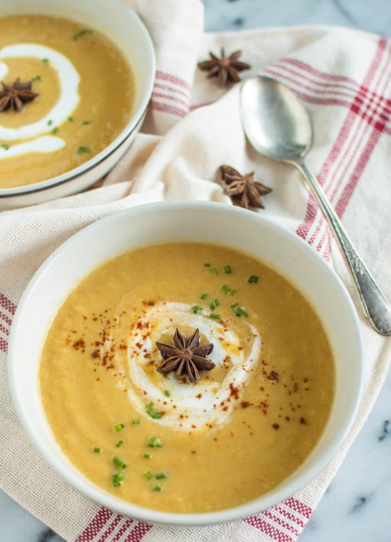 Acorn Squash Soup with Star Anise | healthynibblesandbits.com