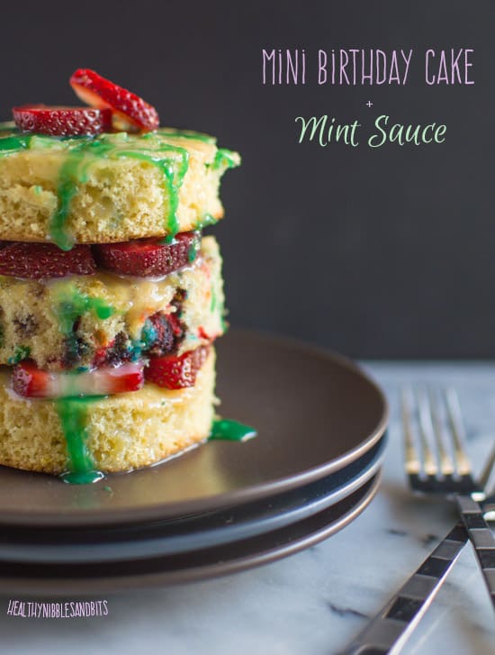 Mini Birthday Cake with Mint Sauce | healthynibblesandbits.com