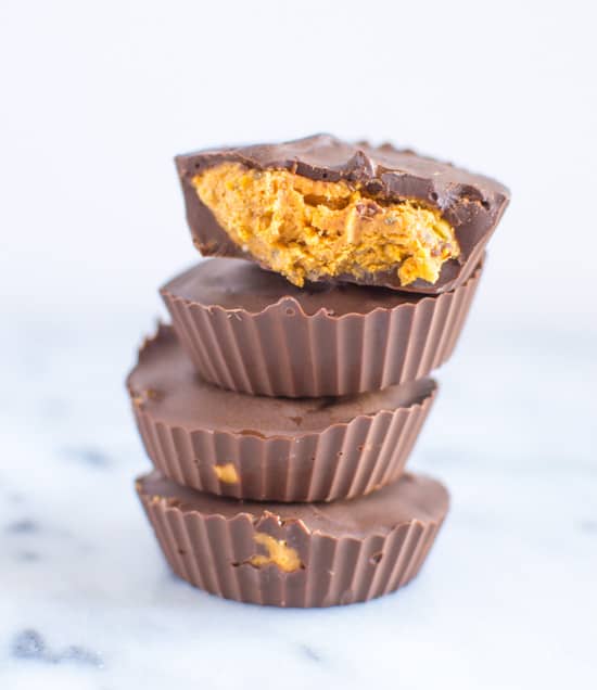 Pumpkin Pie Peanut Butter Cups | healthynibblesandbit.com