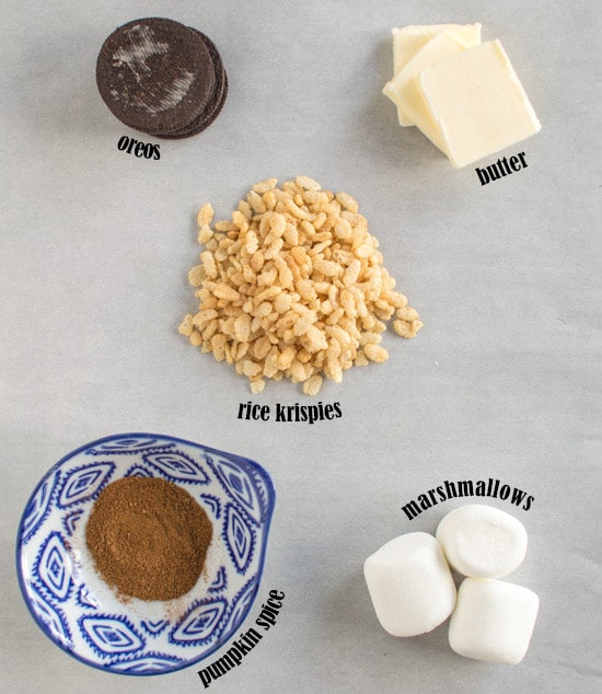 Pumpkin Spice Rice Krispies with Oreos Ingredients | healthynibblesandbits.com