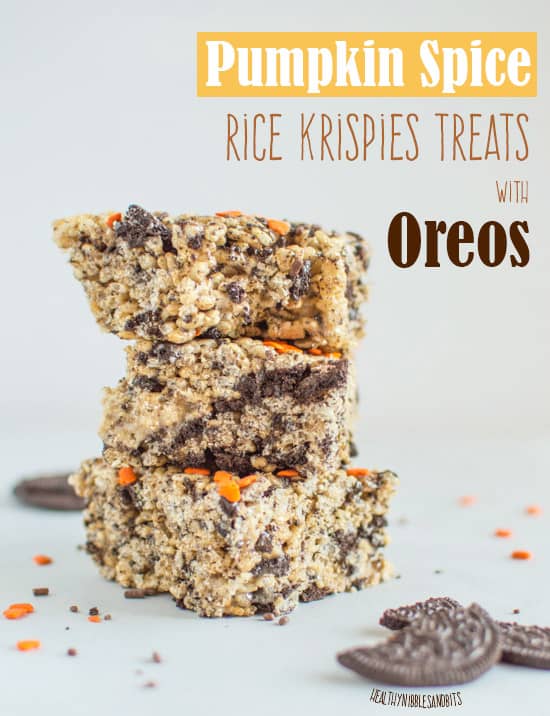 Pumpkin Spice Rice Krispies with Oreos | healthynibblesandbits.com