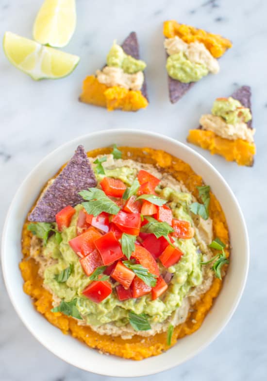 THE BEST Butternut Squash, Hummus and Guacamole Dip | healthynibblesandbits.com #vegan #glutenfree