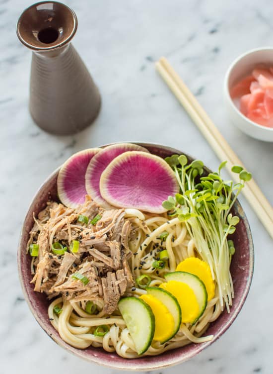 Udon Bowl with Slow Cooker Pork | healthynibblesandbits.com