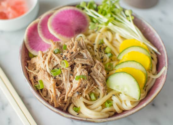 Udon Bowl with Slow Cooker Pork | healthynibblesandbits.com