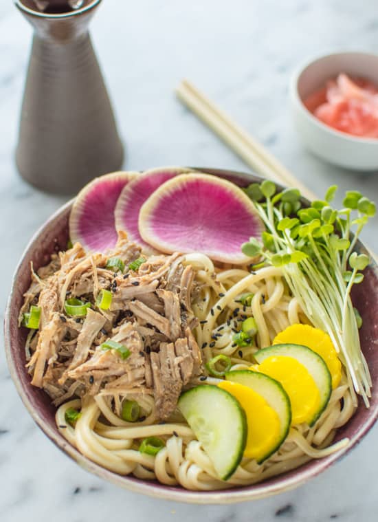 Udon Bowl with Slow Cooker Pork | healthynibblesandbits.com