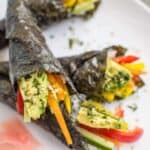 Easy Vegetable Hand Rolls that are a guaranteed crowd pleaser! #vegan #glutenfree | healthynibblesandbits.com