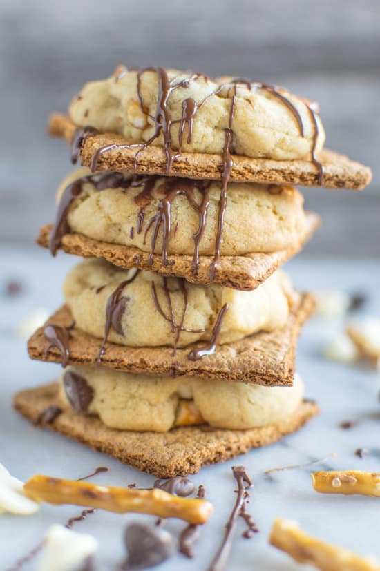 Chocolate Chip Cookies with Pretzels and Graham Cracker | healthynibblesandbits.com