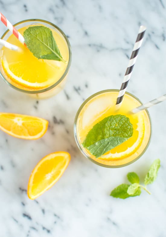 Orange Mint Coconut Water | healthynibblesandbits.com