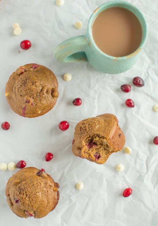 Whole Wheat Orange Cranberry Muffins | healthynibblesandbits.com