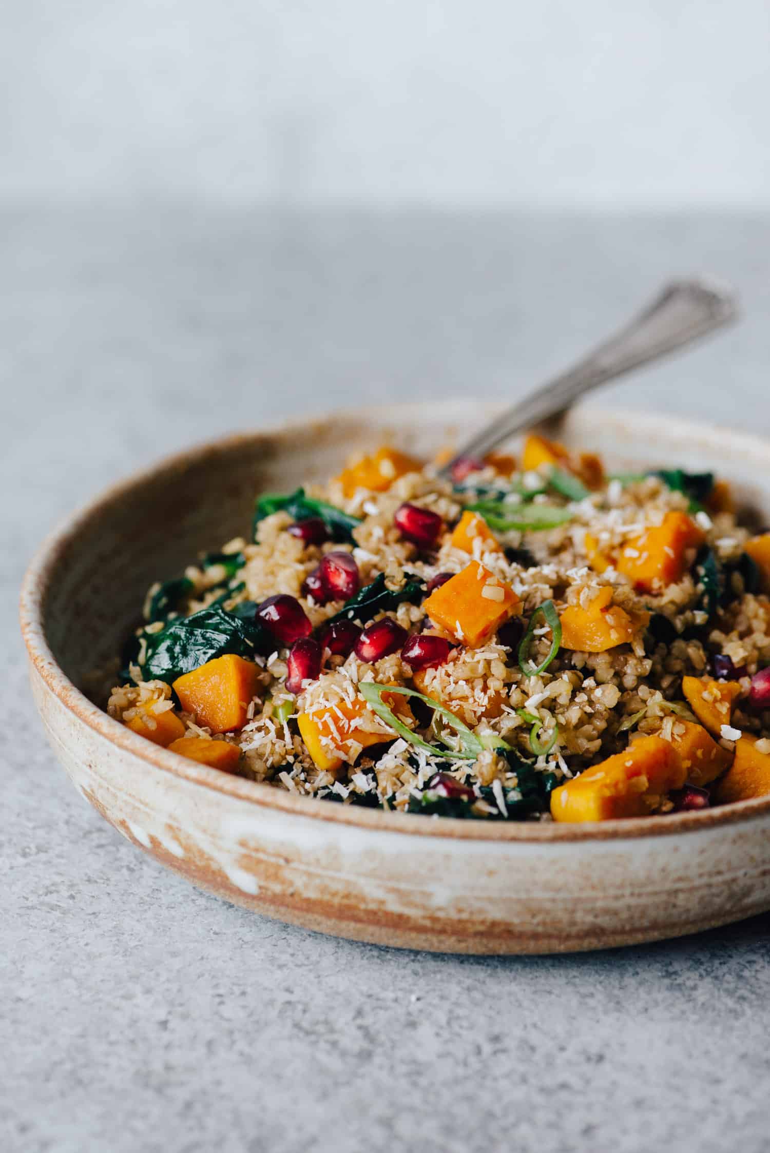 #Vegan Coconut Bulgur & Butternut Squash Bowl - a healthy grain bowl that is easy to make!