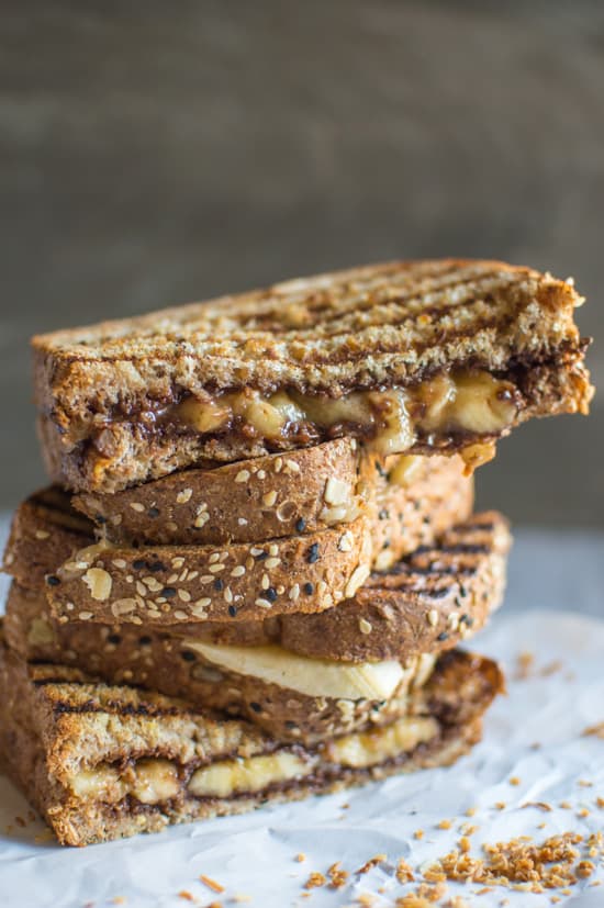 Grilled Banana Nutella Sandwich | healthynibblesandbits.com