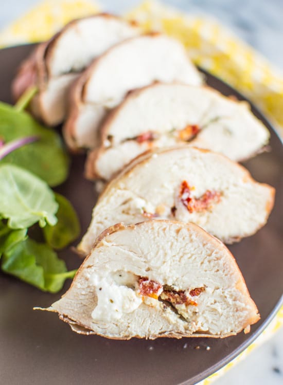 Prosciutto Wrapped Chicken with Goat Cheese | healthynibblesandbits.com #glutenfree