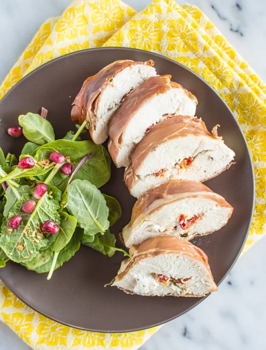 Prosciutto Wrapped Chicken with Goat Cheese | healthynibblesandbits.com #glutenfree