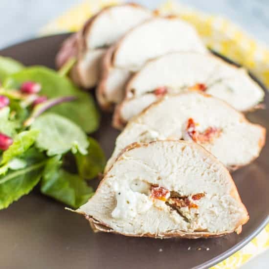 Prosciutto Wrapped Chicken with Goat Cheese | healthynibblesandbits.com #glutenfree