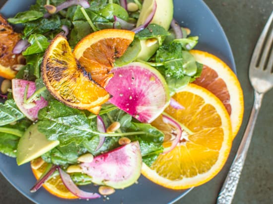 Roasted Orange Rainbow Salad with Asian Orange Vinaigrette | healthynibblesandbits.com