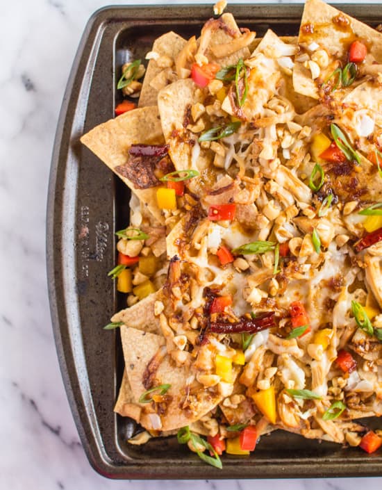 Kung Pao Chicken Nachos | healthynibblesandbits.com