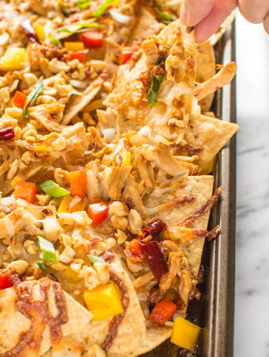 Kung Pao Chicken Nachos | healthynibblesandbits.com