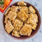 This peanut sesame ginger brittle is light, crunchy, and packs a little spicy kick - Peanut Sesame Ginger Brittle | healthynibblesandbits.com