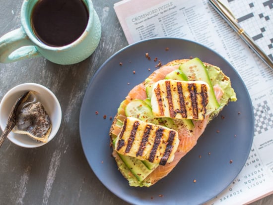 Smoked Salmon and Grilled Halloumi Avocado Toast | healthynibblesandbits.com