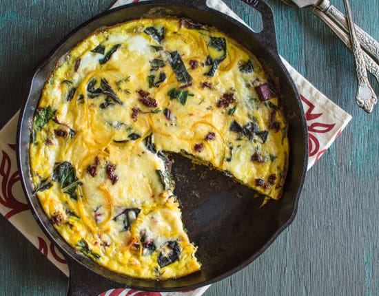 Swiss Chard & Golden Beet Frittata | healthynibblesandbits.com #glutenfree