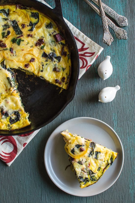 Swiss Chard & Golden Beet Frittata | healthynibblesandbits.com #glutenfree