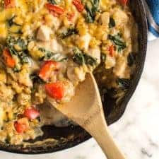 We've all had chicken and rice before, but have you every tried chicken and kamut...in a casserole? This is one protein-packed dish! | healthynibblesandbits.com