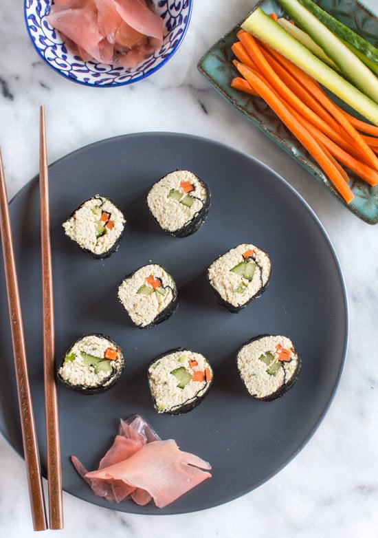 Grain Free Tofu Sushi | healthynibblesandbits.com #vegan #glutenfree #raw #grainfree