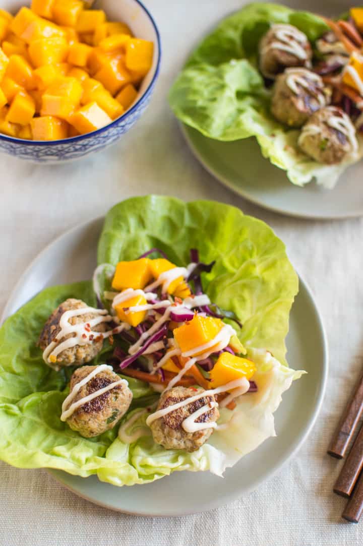 Asian Jerk Meatball Wraps | healthynibblesandbits.com