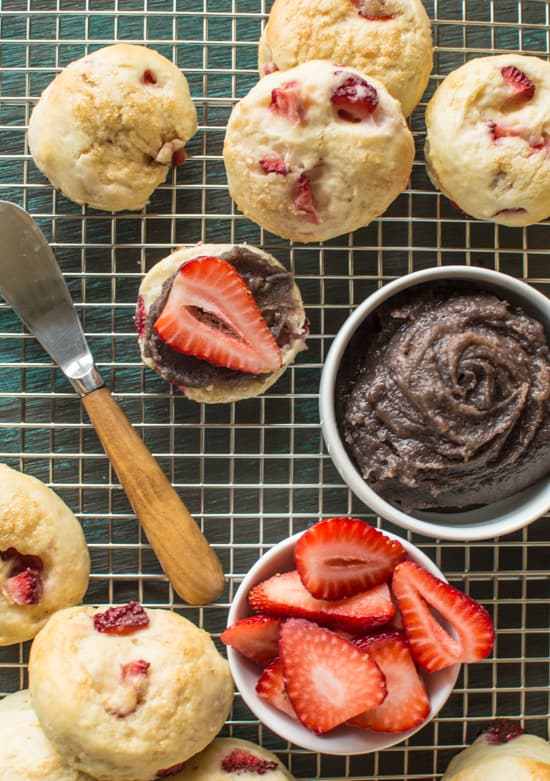 Mini Strawberry Scones with Red Bean Paste | healthynibblesandbits.com