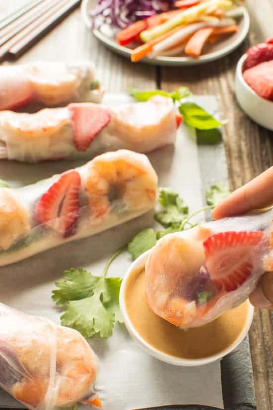 Shrimp Spring Rolls with Peanut Sauce - Eating Bird Food