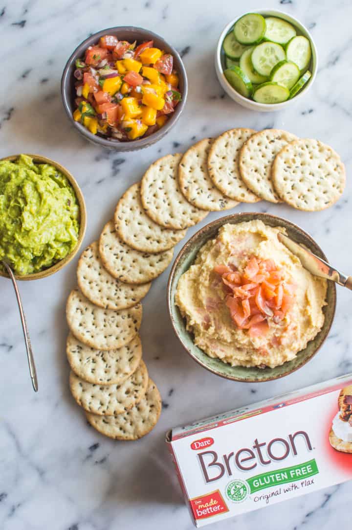 Hummus with Smoked Salmon - the perfect gluten-free party bite! | healthynibblesandbits.com