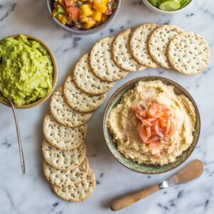 Hummus with Smoked Salmon - the perfect gluten-free party bite! | healthynibblesandbits.com