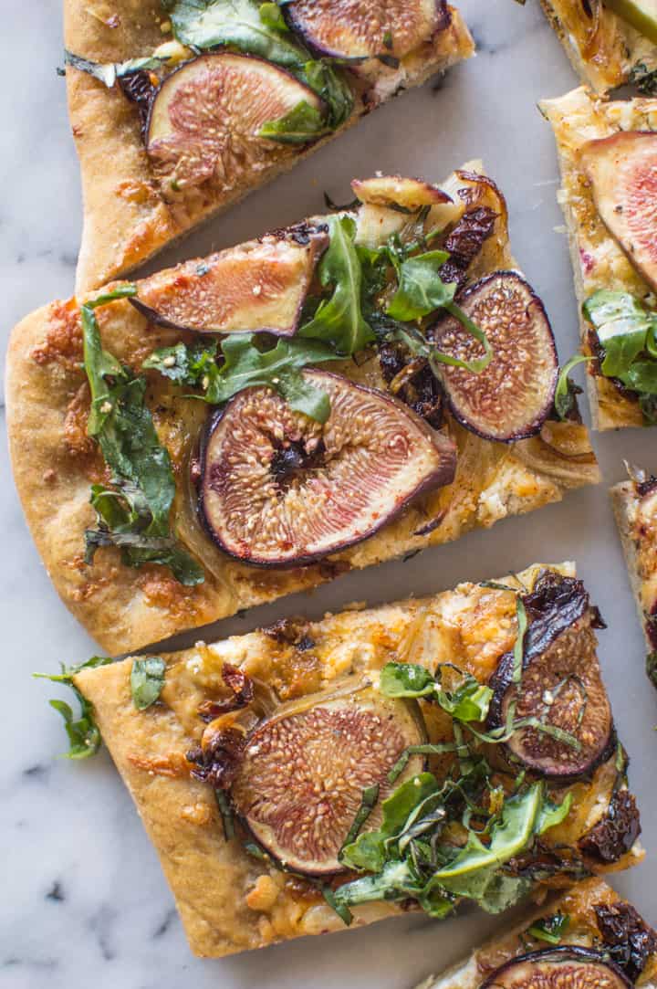 Three Cheese Fig & Onion Pizza | healthynibblesandbits.com