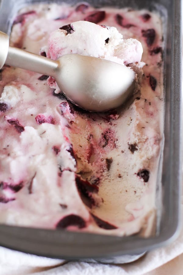 Boozy Roasted Cherry Chocolate Chunk Ice Cream | The Roasted Root