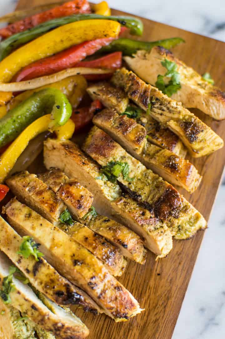 Cilantro Chicken Fajitas with Fried Plantains - a healthy, easy paleo and gluten-free meal that is perfect for weeknights! | healthynibblesandbits.com