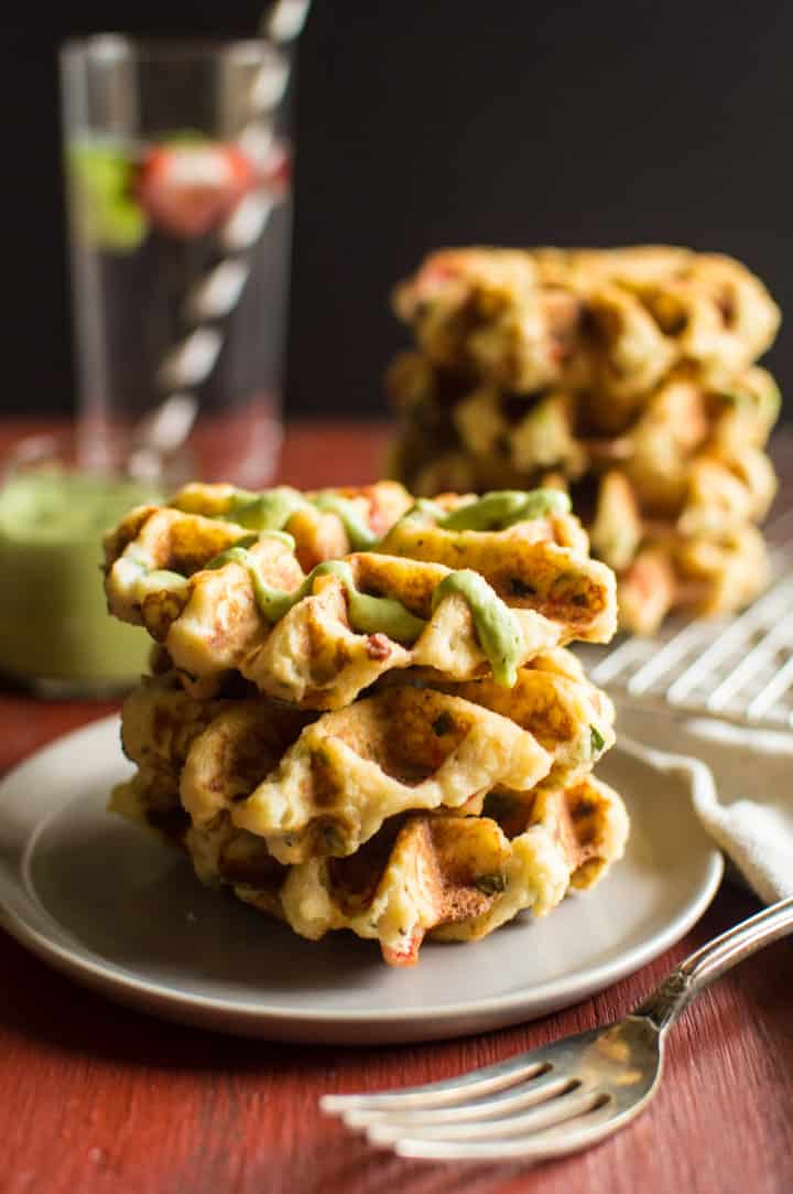 Mashed Potato Waffles - they're packed with flavor and paleo friendly! Perfect for breakfast! | healthynibblesandbits.com