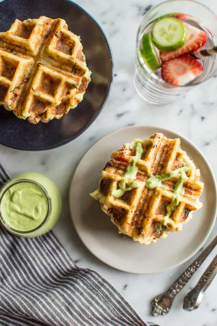 Mashed Potato Waffles - they're packed with flavor and paleo friendly! Perfect for breakfast! | healthynibblesandbits.com