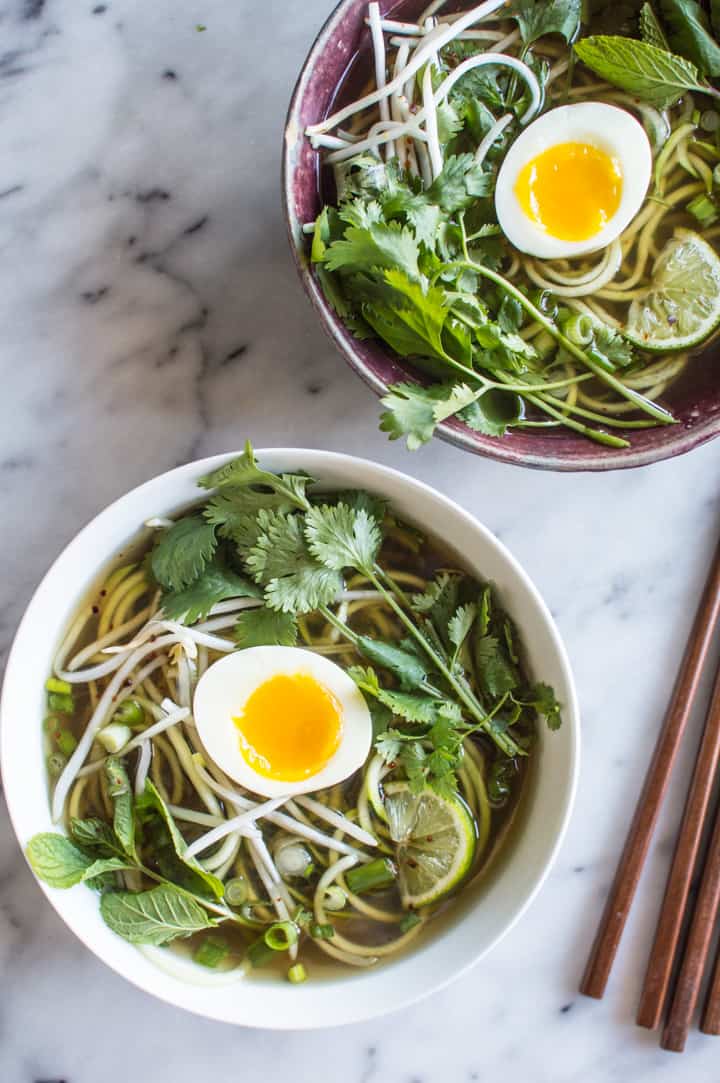 Quick Vegetarian Pho with Zucchini Noodles - an easy pho recipe that anyone can make!